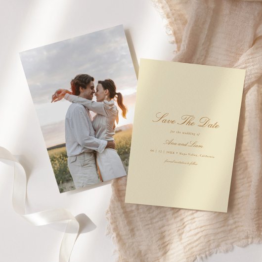 Elegantes botanisches Blumenkraut-Foto Hochzeit Save The Date