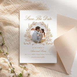 Elegantes botanisches Blumenkraut-Foto Hochzeit Save The Date