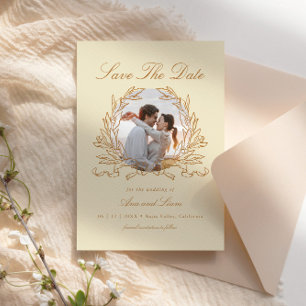 Elegantes botanisches Blumenkraut-Foto Hochzeit Save The Date