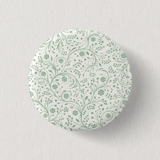 Elegantes botanisches Blumenmuster – Minimale Natu Button (Vorderseite)