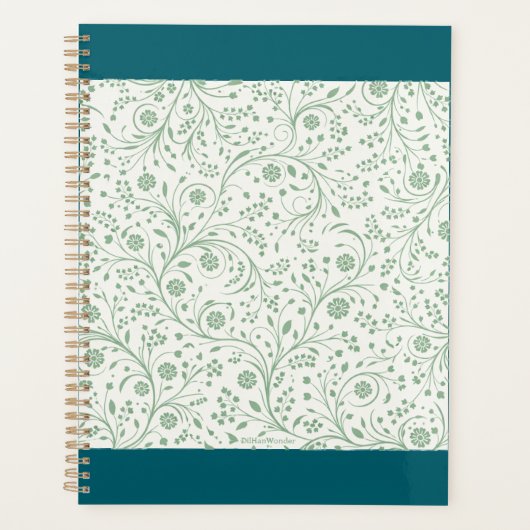 Elegantes botanisches Blumenmuster – Minimale Natu Planer (Vorderseite)