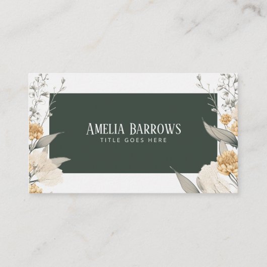 Elegantes botanisches Blumensymbol Visitenkarte (Rückseite)