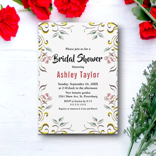 Elegantes botanisches Brautparty Einladung