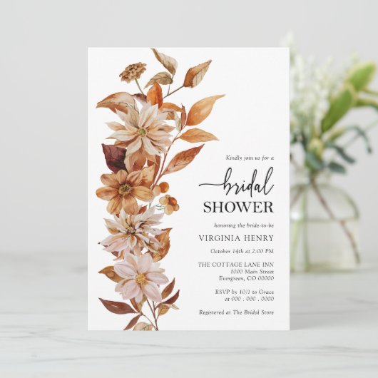 Elegantes botanisches Brautparty Einladung (Stehend Vorderseite)