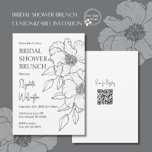 Elegantes botanisches Brautparty in Schwarz und We Einladung