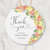 Elegantes botanisches Brautparty Lemon Vielen Dank Geschenkanhänger (Vorderseite)