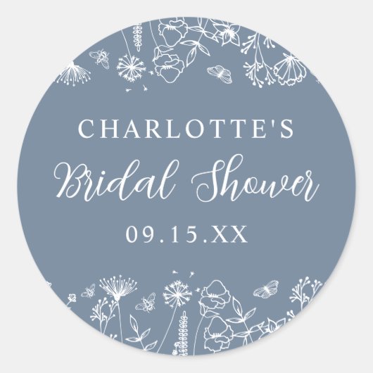 Elegantes botanisches Brautparty Runder Aufkleber (Vorderseite)