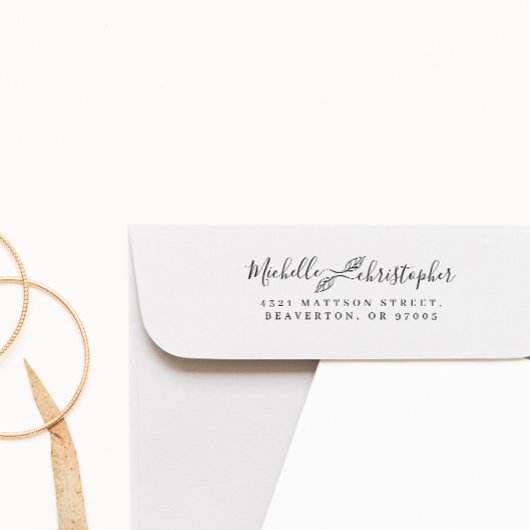 Elegantes botanisches Chic Hochzeitungs-Rücksendea Permastempel