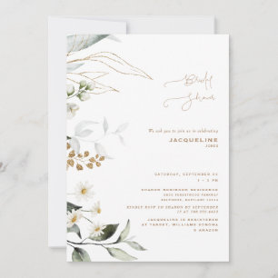 Elegantes botanisches Daisy White Brautparty Einladung