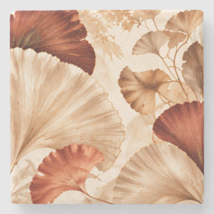 Elegantes botanisches Design mit goldenen Ginkgobl Steinuntersetzer