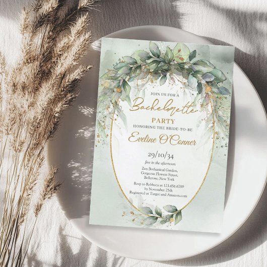 Elegantes botanisches Eukalyptus-Bachelorette Einladung