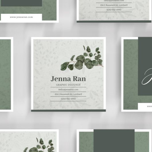 Elegantes botanisches Eukalyptus-Minimalistisches Quadratische Visitenkarte