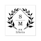 Elegantes Botanisches Ex Libris Monogram Library B Permastempel (Design)