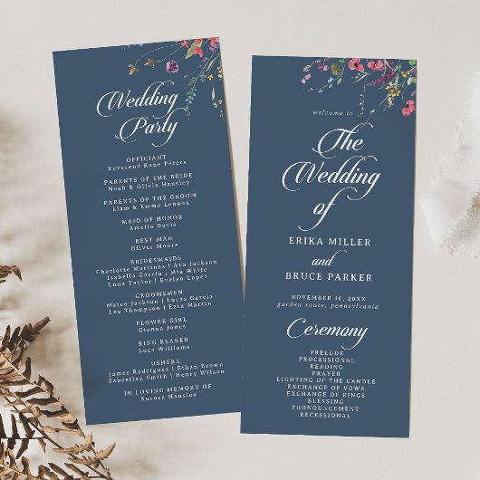 Elegantes botanisches florales Tea-Length-Hochzeit Programm