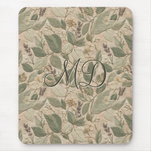 Elegantes botanisches Floralmuster Sage Mousepad (Vorne)