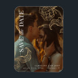 Elegantes botanisches Foto aus Gold Save the Date Magnet<br><div class="desc">Elegantes botanisches Foto aus Gold Save the Date</div>