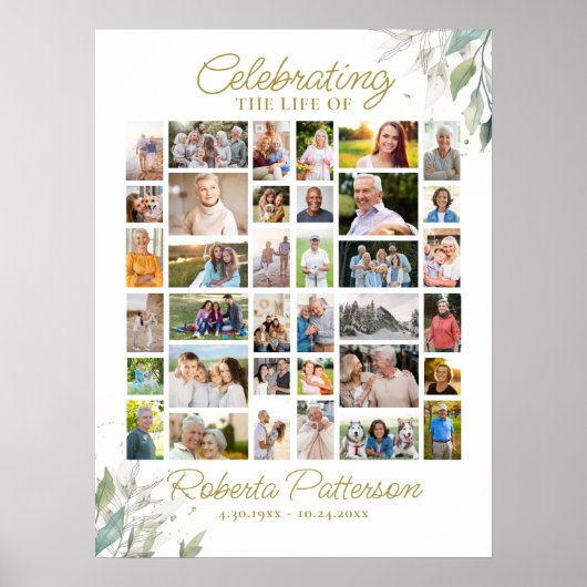 Elegantes Botanisches Foto Collage Begrüßung Poster (Vorne)