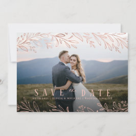 Elegantes botanisches Foto der Rose Save the Date Einladung