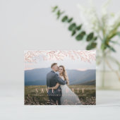 Elegantes botanisches Foto der Rose Save the Date Postkarte (Stehend Vorderseite)