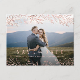Elegantes botanisches Foto der Rose Save the Date Postkarte