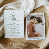 Elegantes botanisches Foto des Mondes und der Ster Save The Date
