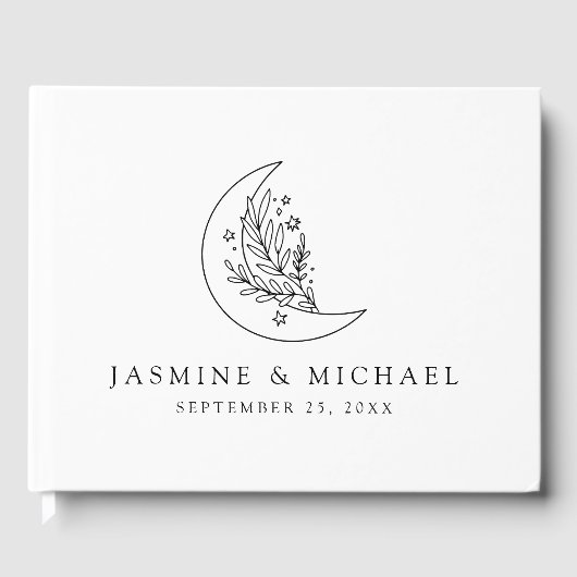 Elegantes botanisches Foto Hochzeit des Mondes und Gästebuch (Vorderseite)