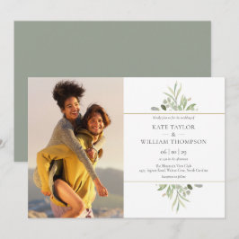 Elegantes botanisches Foto Hochzeit Einladung