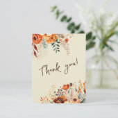 Elegantes botanisches Foto Hochzeit im Herbst Dankeskarte (Stehend Vorderseite)