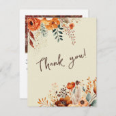 Elegantes botanisches Foto Hochzeit im Herbst Dankeskarte (Vorne/Hinten)