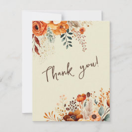 Elegantes botanisches Foto Hochzeit im Herbst Dankeskarte