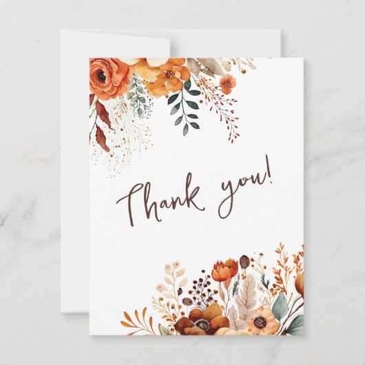 Elegantes botanisches Foto Hochzeit im Herbst Dankeskarte (Vorderseite)