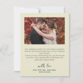 Elegantes botanisches Foto Hochzeit im Herbst Dankeskarte (Rückseite)