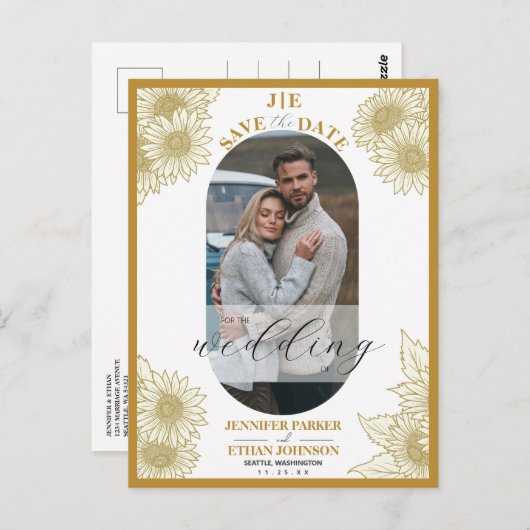 Elegantes botanisches Foto mit Sonnenblumen Save t Postkarte (Vorne/Hinten)