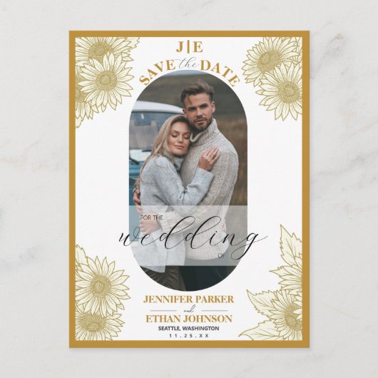 Elegantes botanisches Foto mit Sonnenblumen Save t Postkarte (Vorderseite)