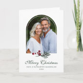 Elegantes botanisches Foto Pine Berry Feiertagskarte (Vorderseite)