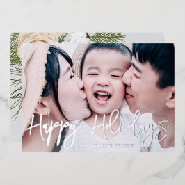 Elegantes botanisches Full Foto Weihnachten Folien Feiertagskarte