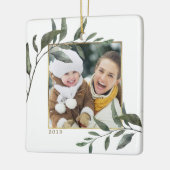 Elegantes botanisches Gold Foil Rahmen Weihnachts- Keramikornament (Links)