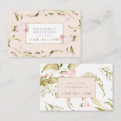 Elegantes botanisches Gold-Frame-Wildblume-Logo Visitenkarte (Vorne/Hinten)