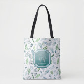 Elegantes Botanisches Greenery Monogramm Tasche (Vorderseite)