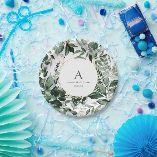 Elegantes Botanisches Grün Bridal Brunch Pappteller (Party)