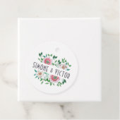 Elegantes botanisches Grün und rosa Blütenblätter Geschenkanhänger (Beispiel)