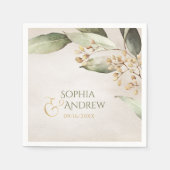 Elegantes botanisches Grün Vintage rustikale Hochz Serviette (Vorderseite)