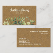 Elegantes botanisches grünes Blätter kraft Visitenkarte (Vorne/Hinten)