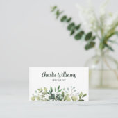 Elegantes botanisches grünes Blätter weiß Visitenkarte (Stehend Vorderseite)