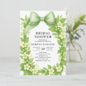 Elegantes botanisches grünes Brautparty Einladung (Stehend Vorderseite)