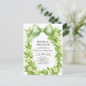 Elegantes botanisches grünes Brautparty Postkarte (Stehend Vorderseite)