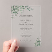 Elegantes Botanisches Grünes einfaches Skript Hoch Acryleinladungen (Insitu (Handheld))