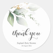 Elegantes botanisches grünes Gold Danke-Aufkleber Runder Aufkleber (Vorderseite)
