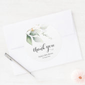 Elegantes botanisches grünes Gold Danke-Aufkleber Runder Aufkleber (Umschlag)