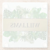 Elegantes botanisches grünes Imitat Glasuntersetzer (Rückseite)